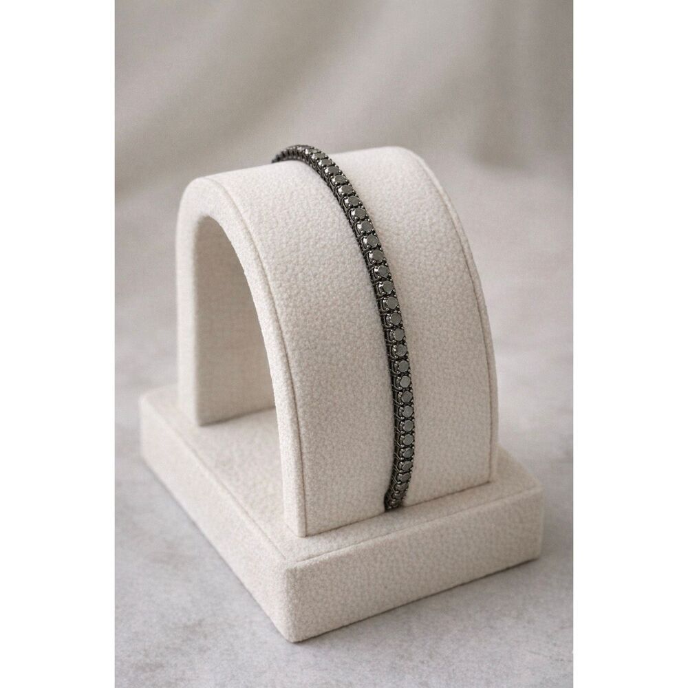 Stunning Black Simulated Diamond Tennis Bracelet – AAA CZ  Black Rhodium Finish